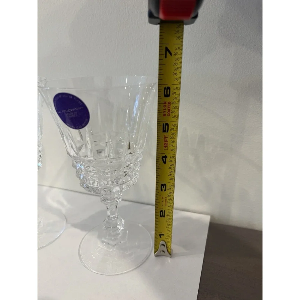 Vintage W.M Dalton 24% French Lead Crystal 2 Goblets Original Stickers On Them